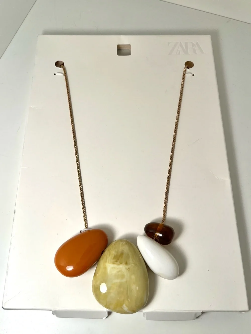 Zara Resin Stone Chain Necklace Long 4736 / 266 / 303 NWT - Picture 4 of 7